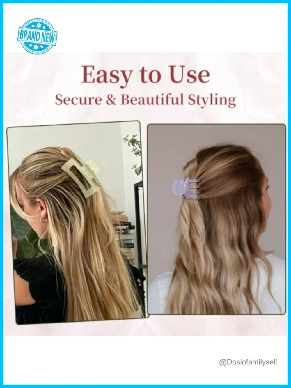 12 Matte Claw Hair Clips Set - Strong Hold for Thick Thin Curly Hair
